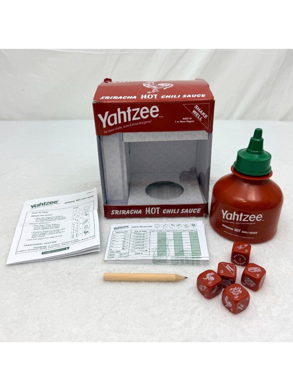 Yahtzee Sriracha Hot Chili Sauce Collectors Edition  2023 Hasbro 100% Complete